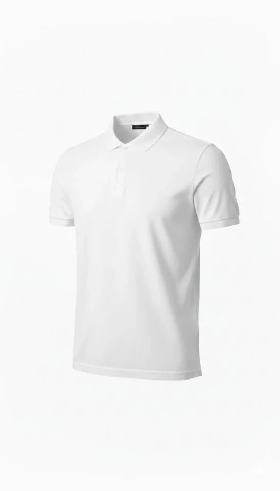 Erkek Pike Kumaş Düğmeli Yaka Regular Fit Günlük Kısa Kol Tişört T-shirt - Beyaz