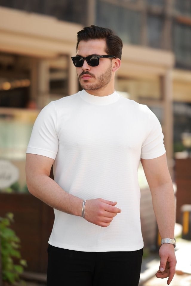 Erkek Yarım Balıkçı Yaka Kısa Kollu T-shirt