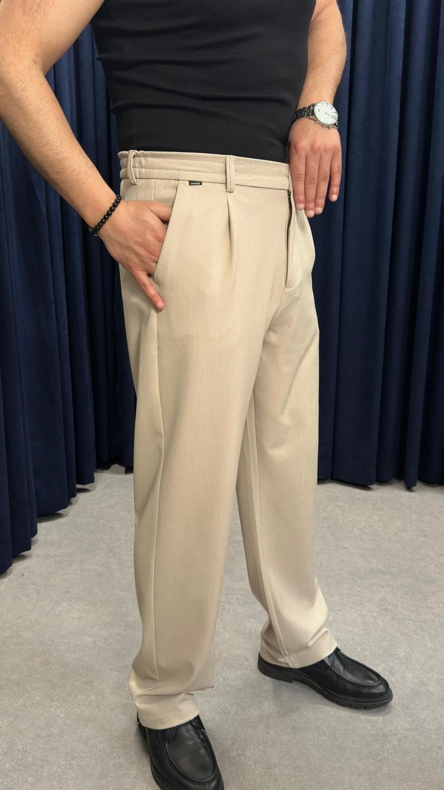 Baggy Kumaş Pantolon Bej