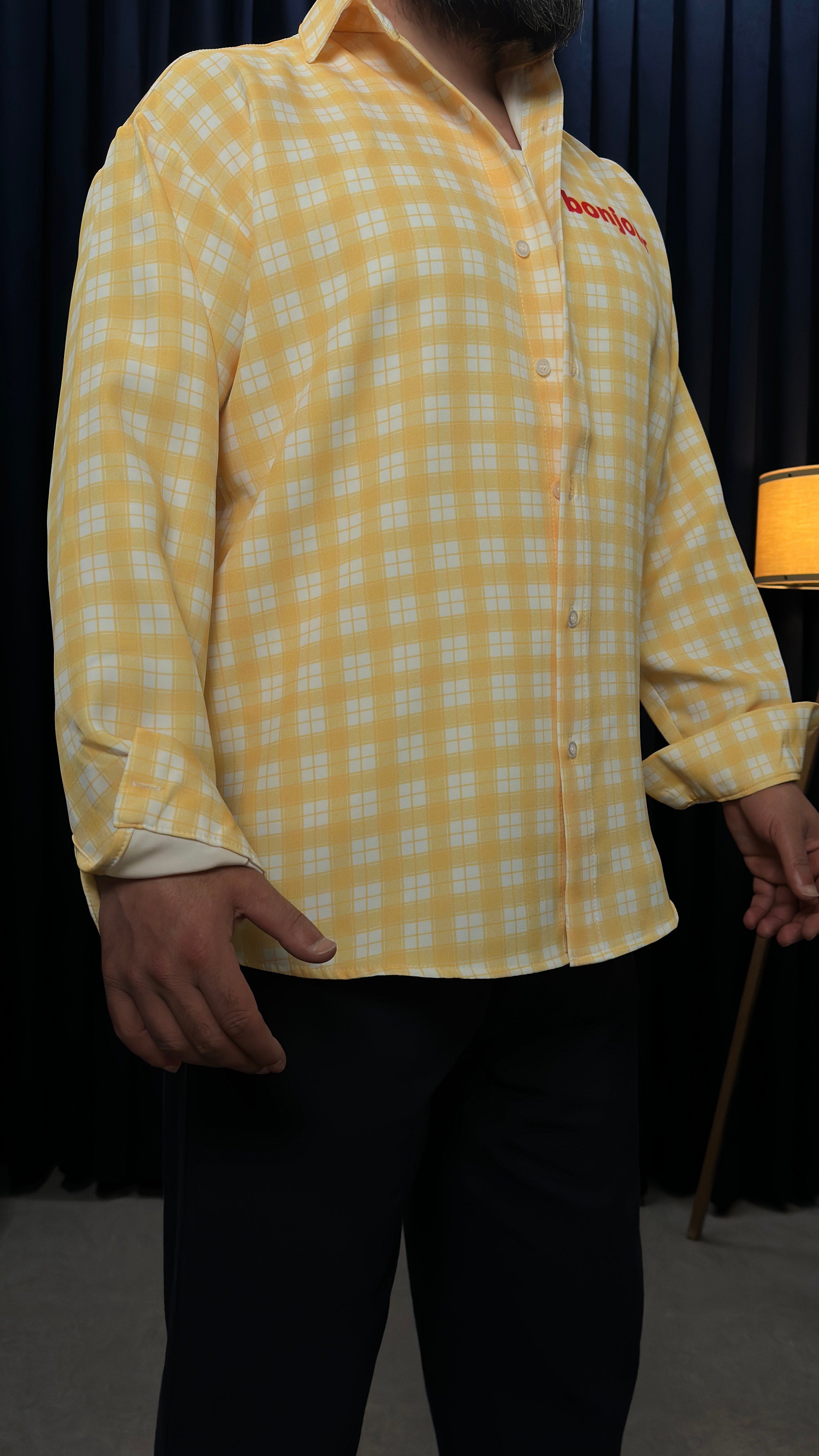 Oversize Bonjour Baskılı Gömlek