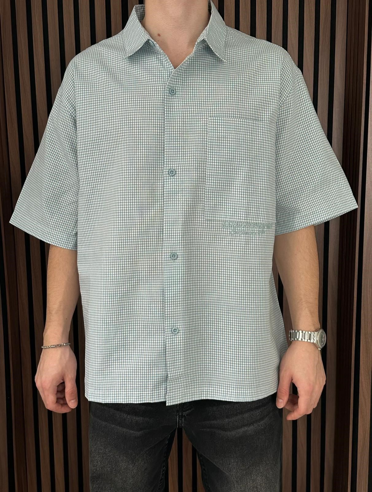 Barmodern Nakışlı Oversize Gömlek Açık Mavi