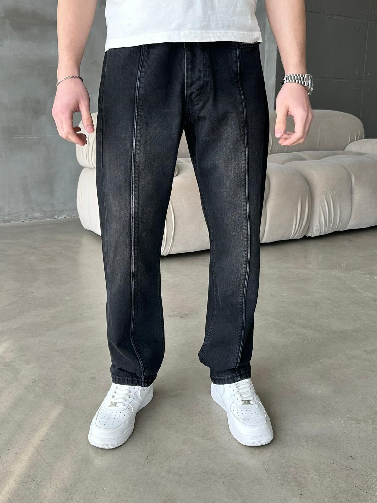 Dikiş Detaylı Regular Jean Siyah 