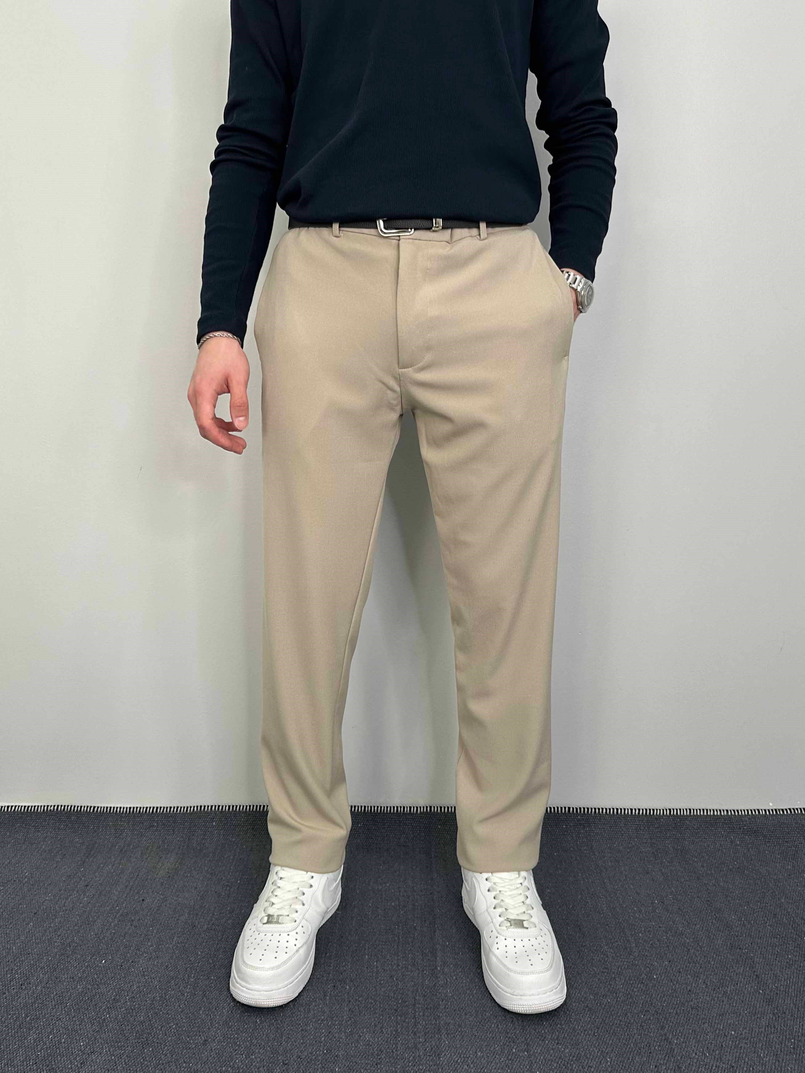 Regular Fit Kumaş Pantolon Krem