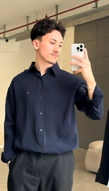 TH Oversize Gömlek Lacivert