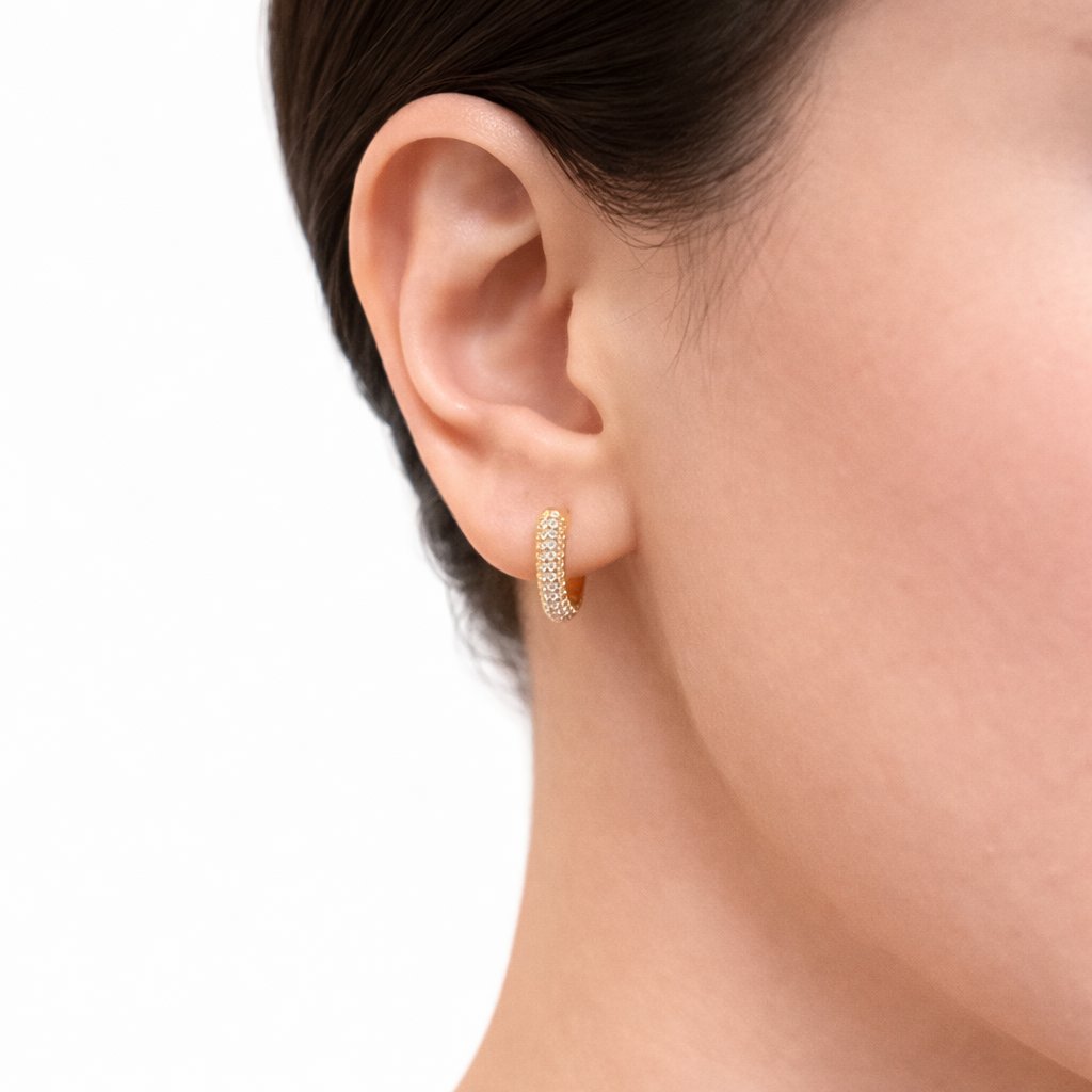 Xuping Zirkon Taşlı Gold Halka Küpe