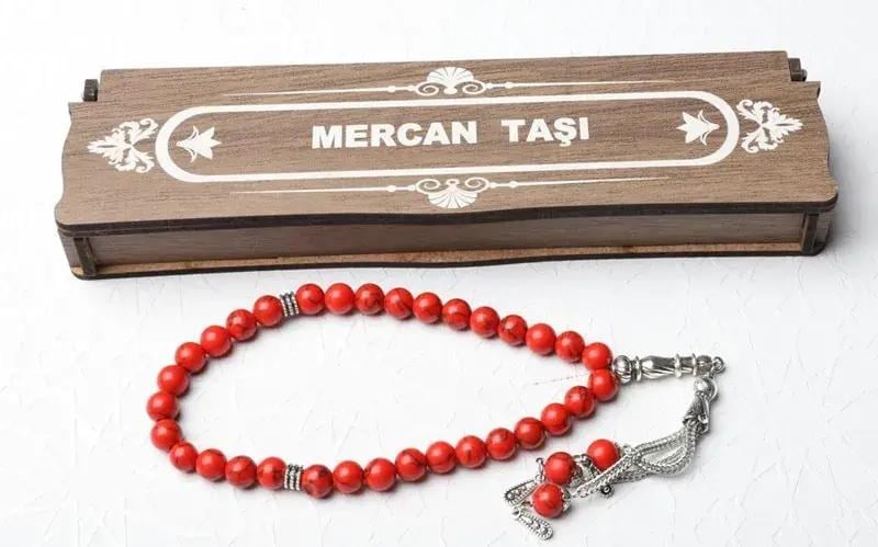 Ahşap Kutulu Mercan Taşı Tesbih