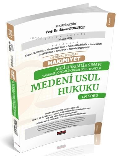 Savaş Yayınevi Orijinal Sorular Hakimiyet  Adli Hakimlik Medeni Usul Hukuku Çıkmış Soru Bankası