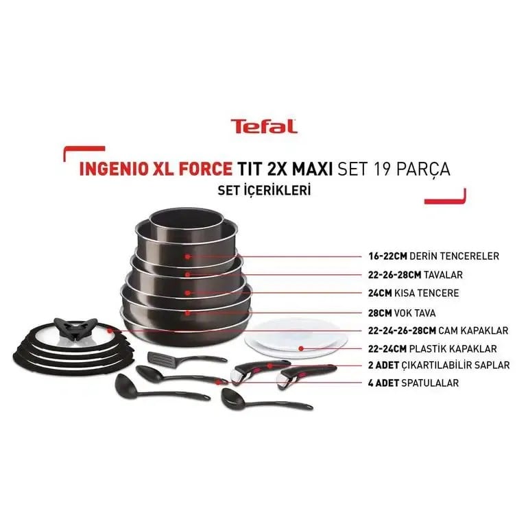 Ingenio Xl Force Titanyum 2x 19 Parça Maxi Tava Tencere Seti