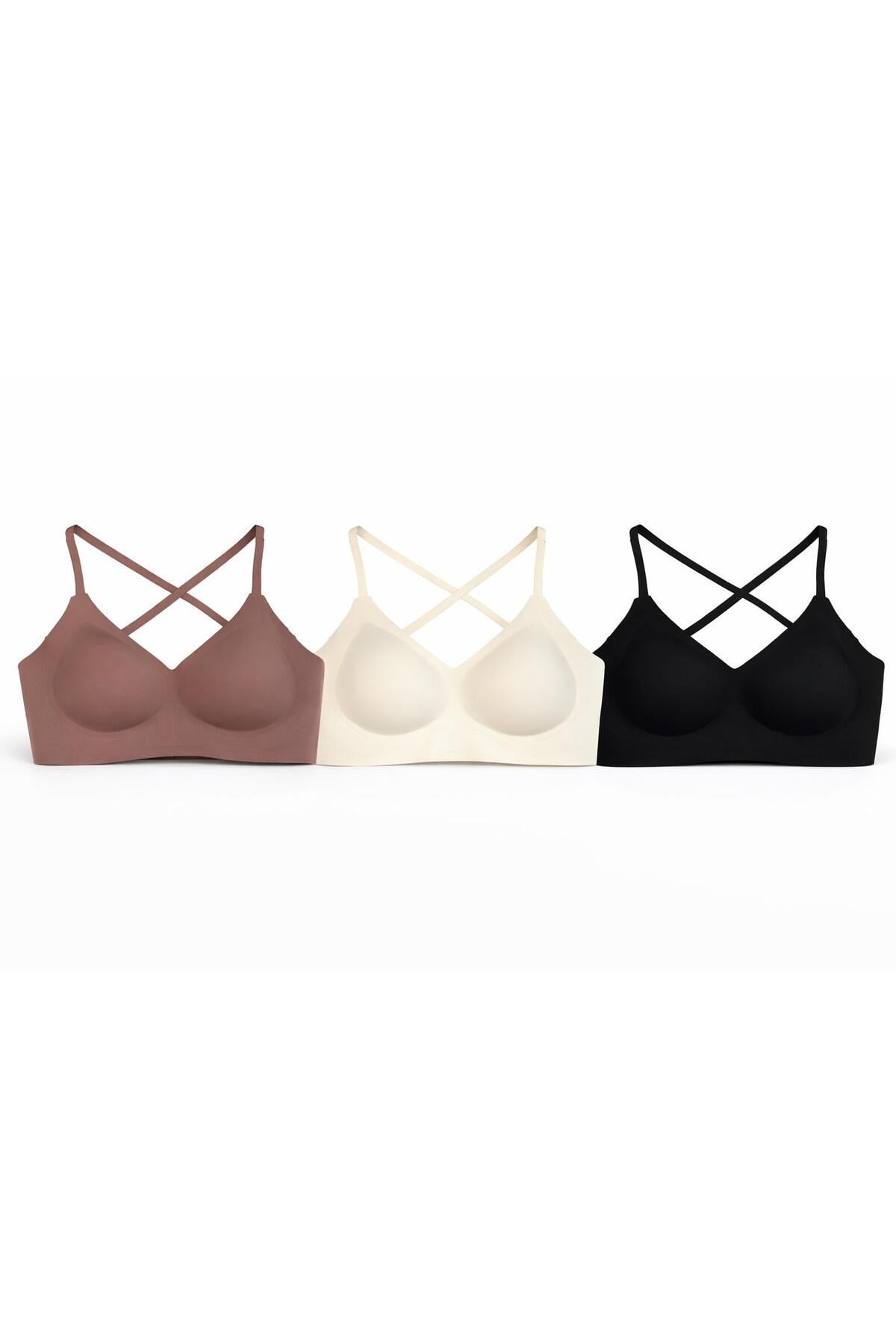 Seamless Bra | Lazer Kesim Dikişsiz Ultra Hafif Balensiz Kadın 3'lü Set