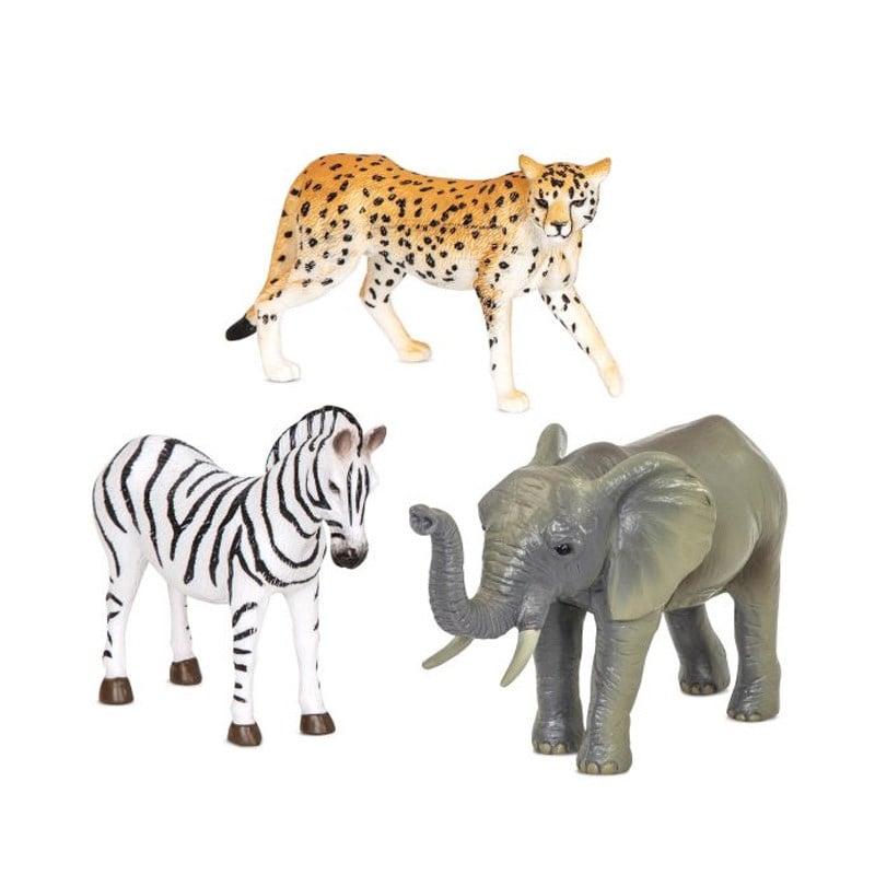 Terra Orman Hayvanları 3'lü Set Zebra, Fil ve Çita