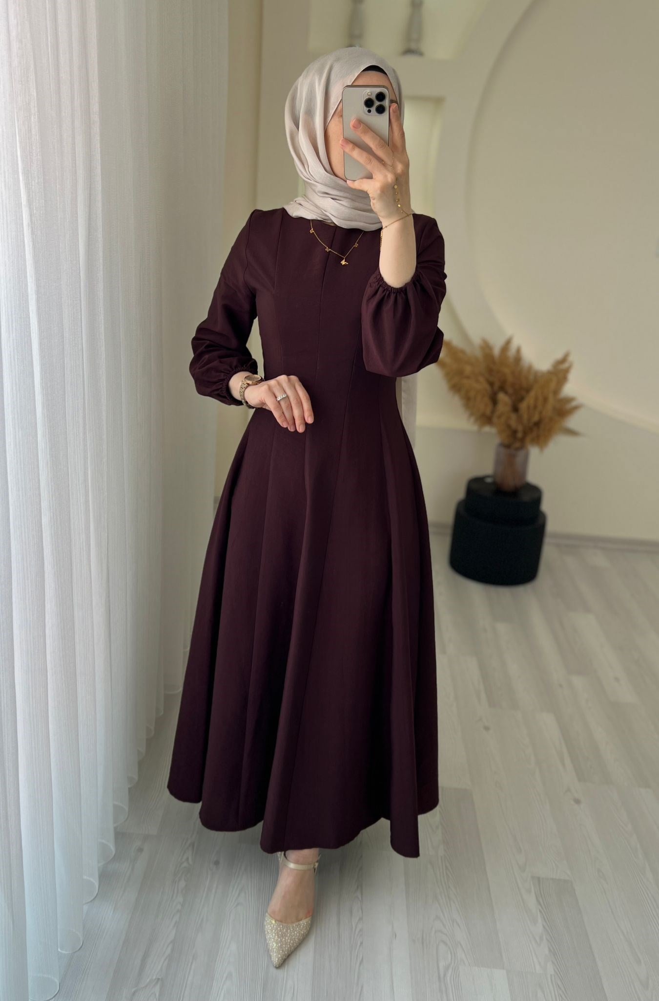 NAZENDE ELBİSE BORDO