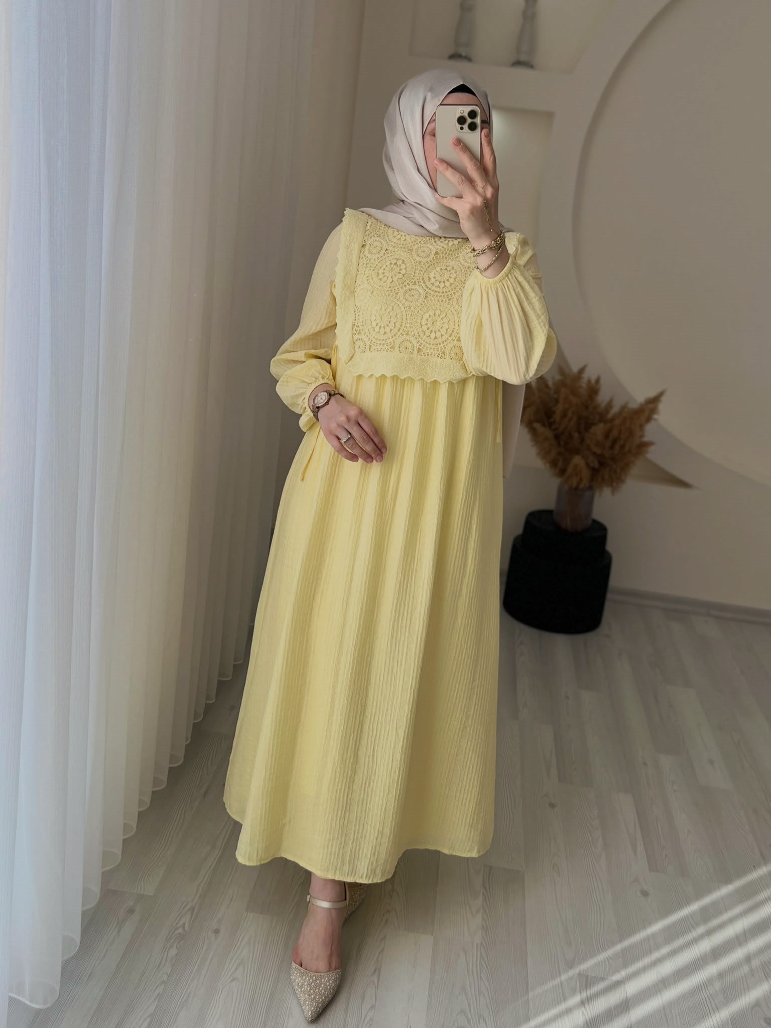 NİSA ELBİSE SARI