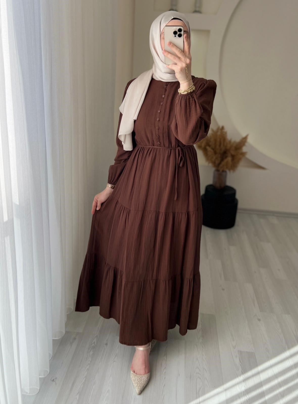 YASEMİN ELBİSE KAHVE