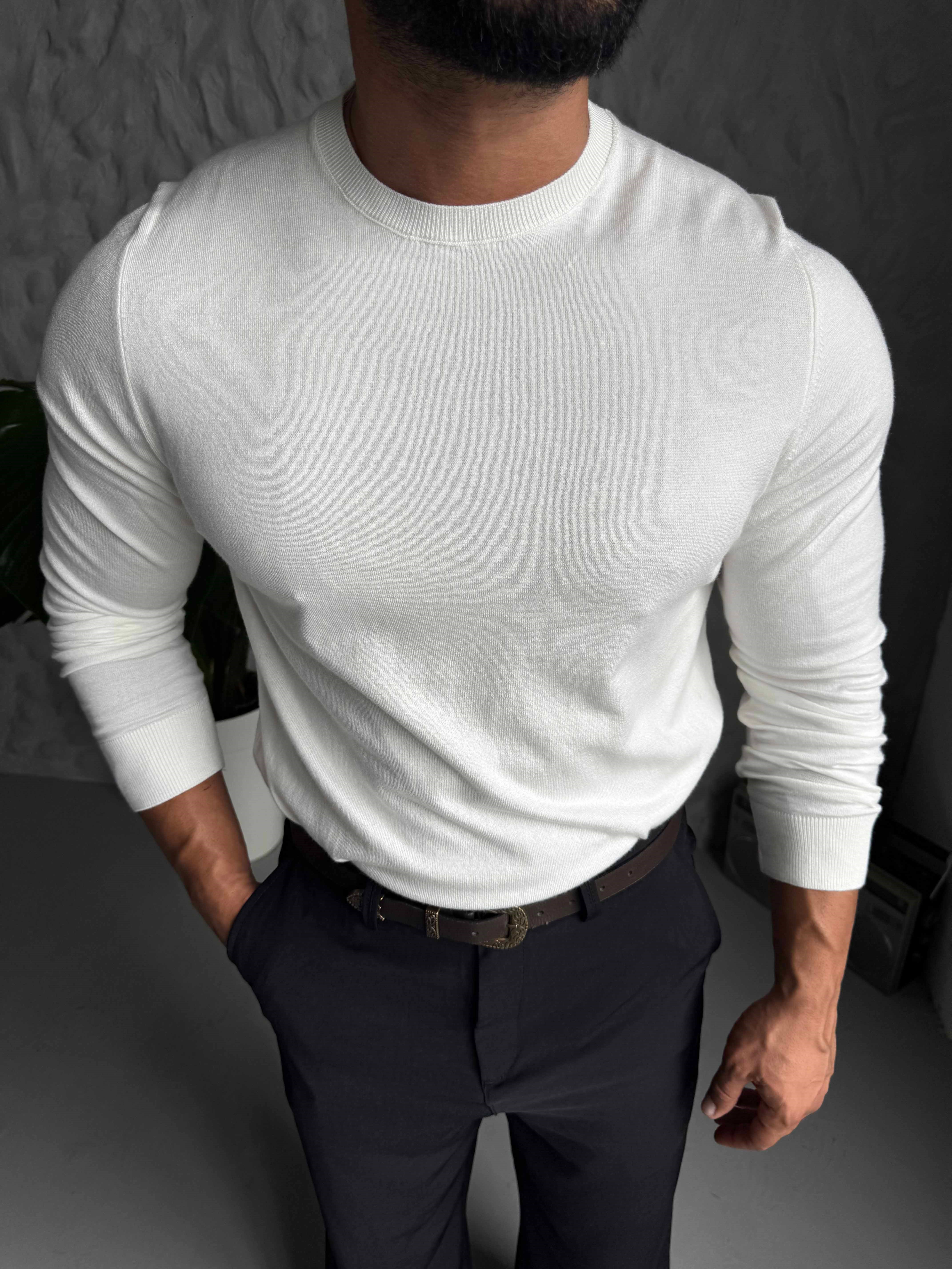Beyaz Premium Pamuk Triko Modeli