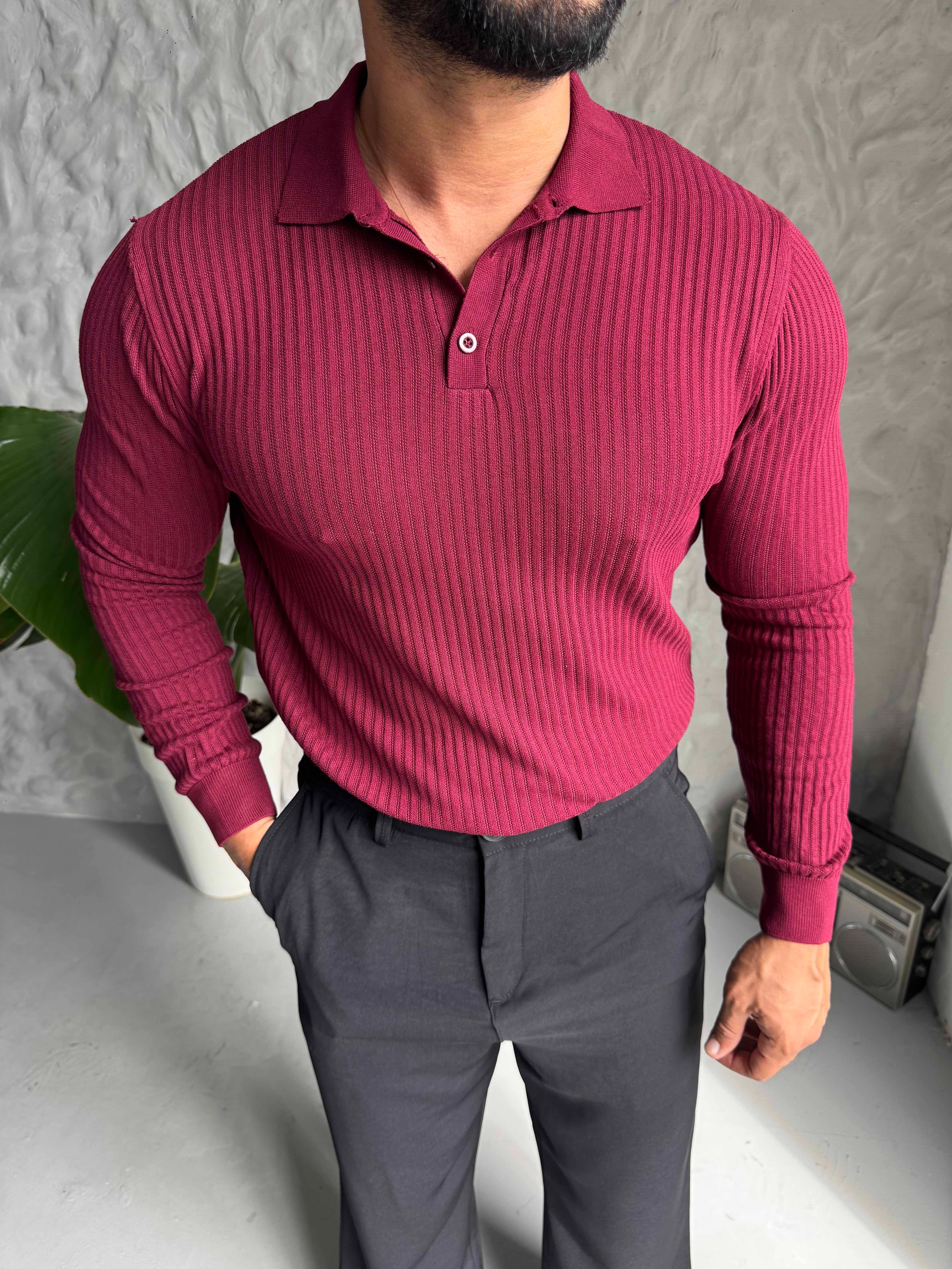 Bordo Premium Fitilli Polo Triko