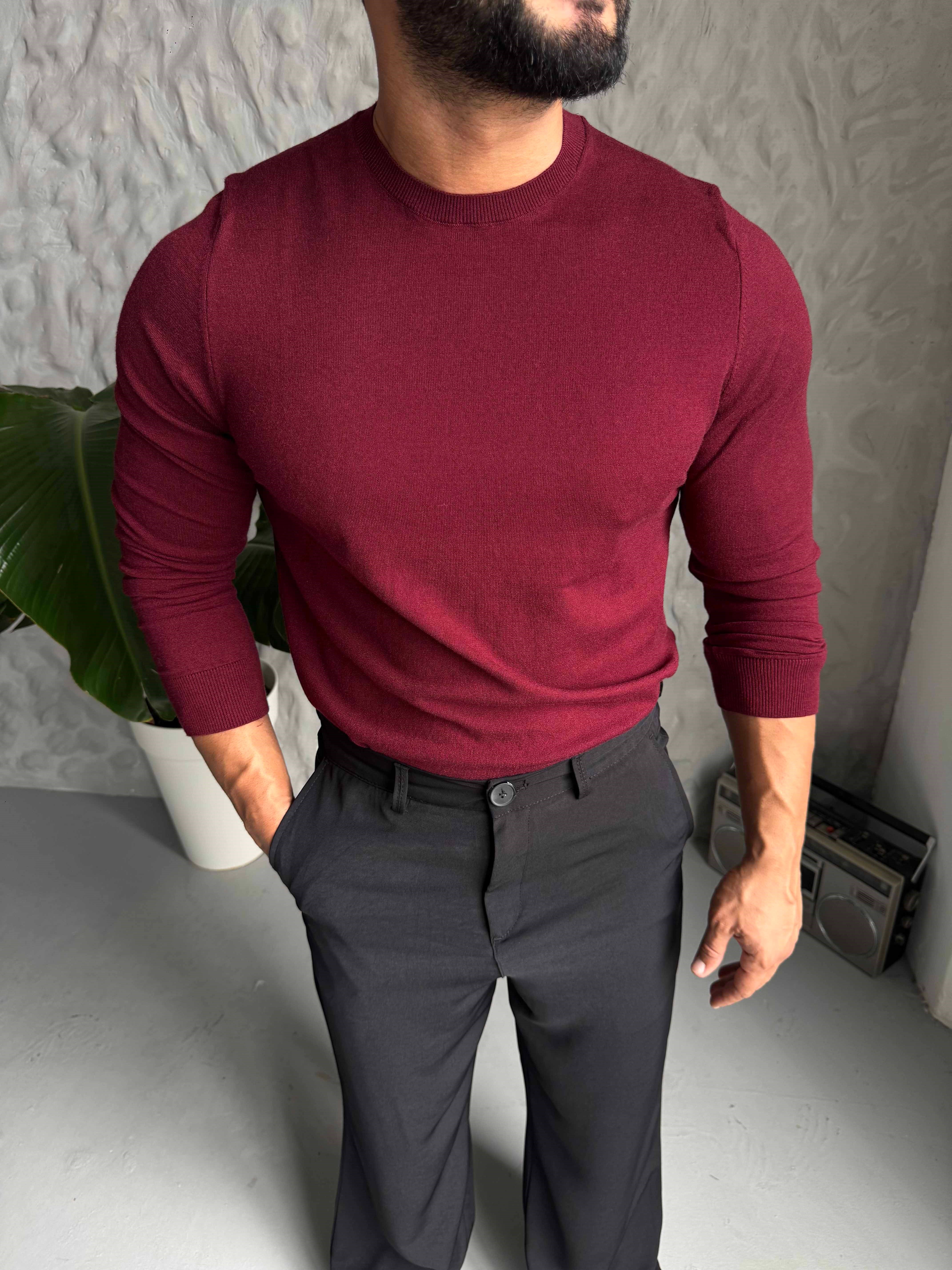 Bordo Premium Pamuk Triko Modeli