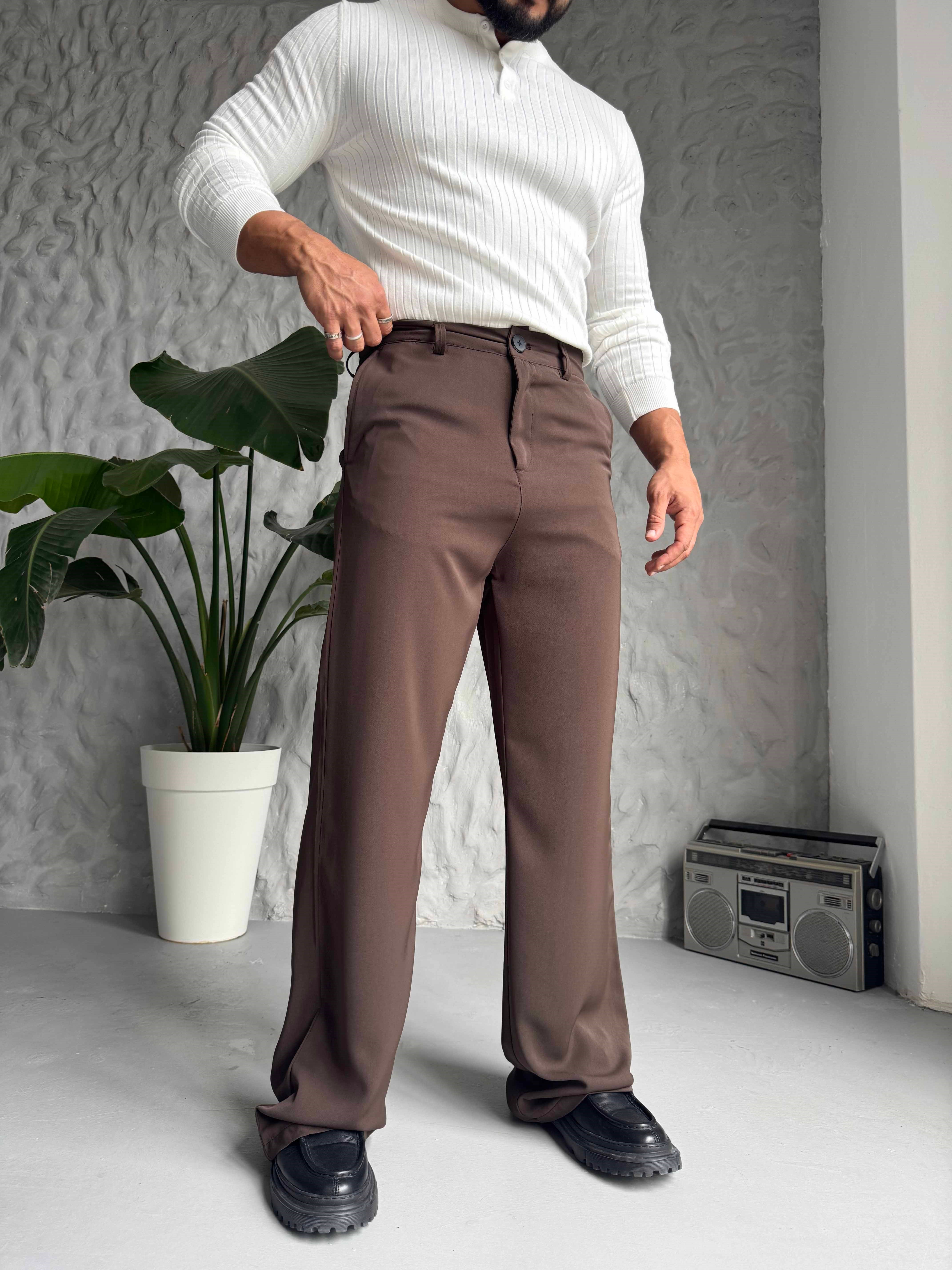 Kahverengi Premium İspanyol Paça Pantolon
