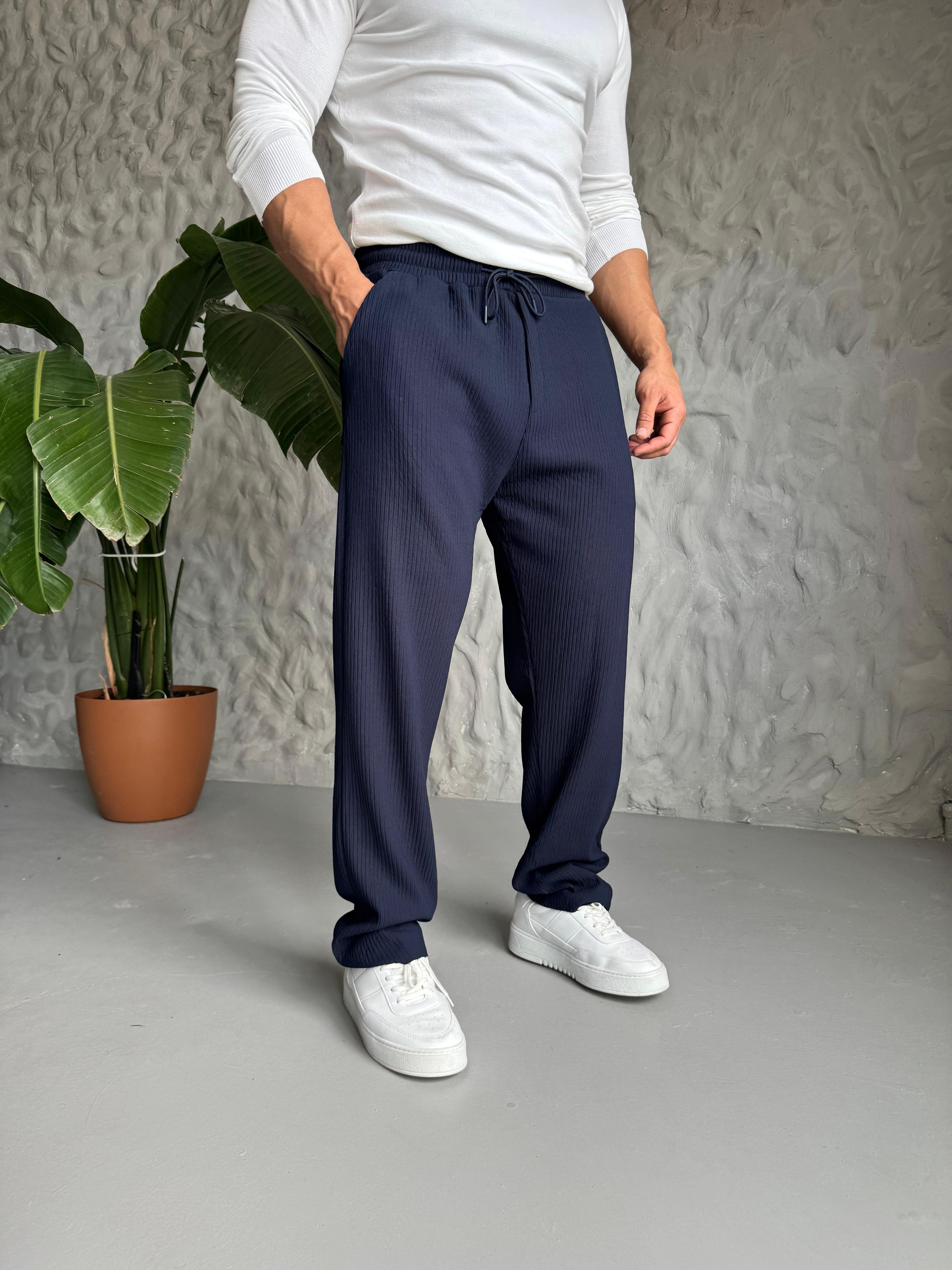 Lacivert Çizgi Detay Jogger Pantolon