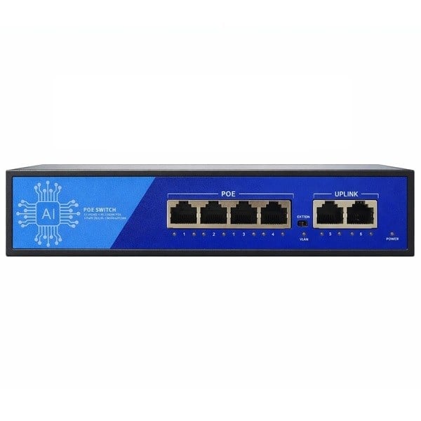 EZCOOL EZ-04PSF-FG 4PORT 4GE+2GE F.GİGABİT POE SWİTCH 65W