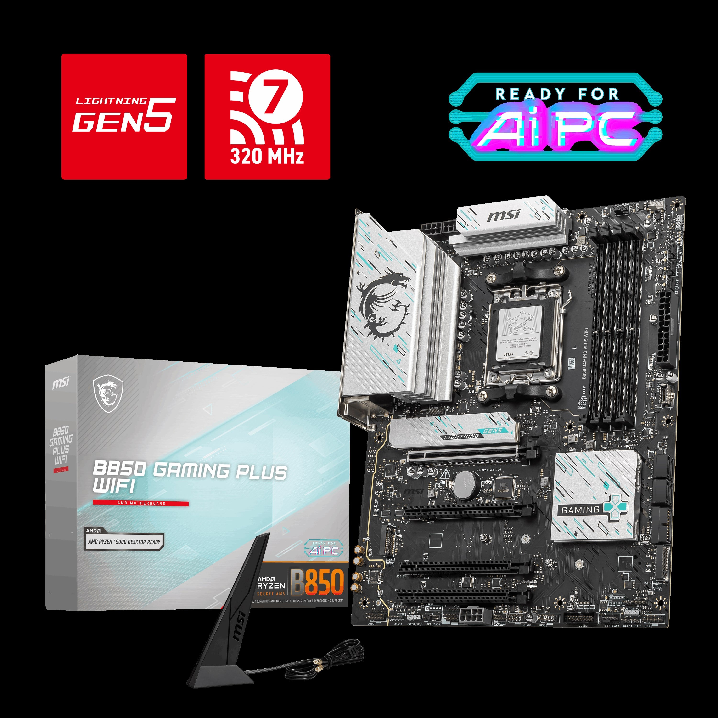 MSI B850 GAMING PLUS WIFI AM5 DDR5 8200MHZ(OC) DP 3x M.2 USB 10Gbs 5G LAN WI-FI 7 ATX
