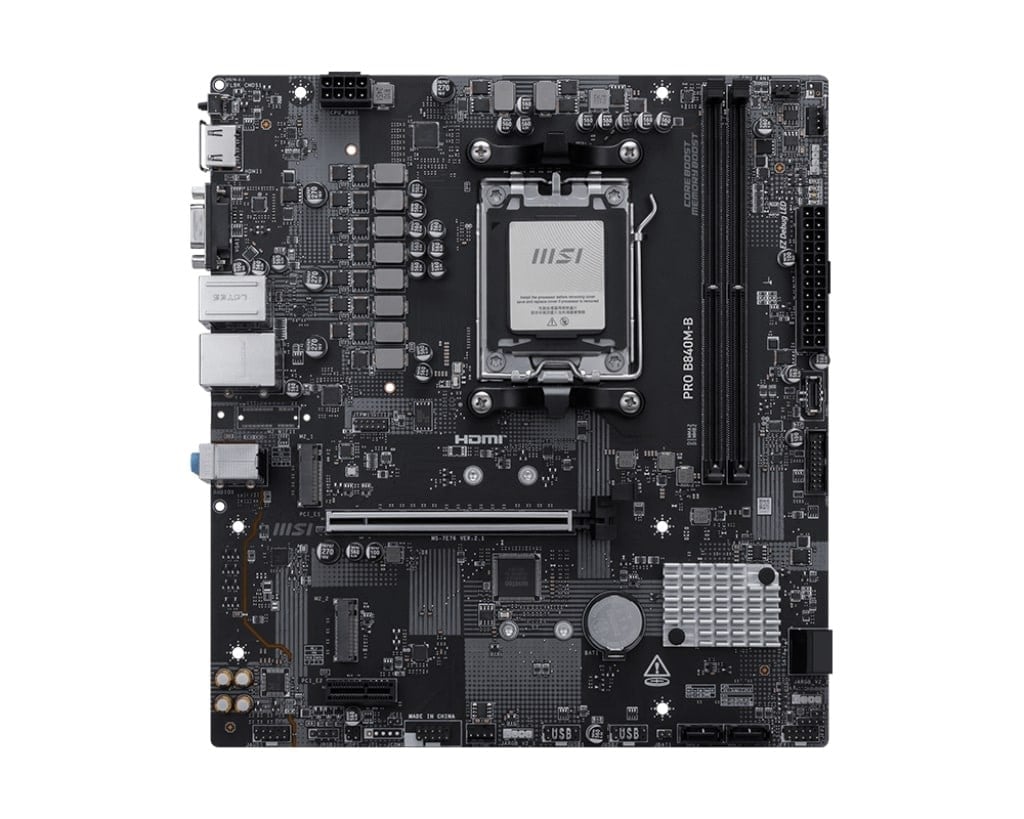 MSI PRO B840M-B AM5 DDR5 8000MHZ(OC) HDMI VGA 2X M.2 USB 5 GBS 2.5G LAN MATX