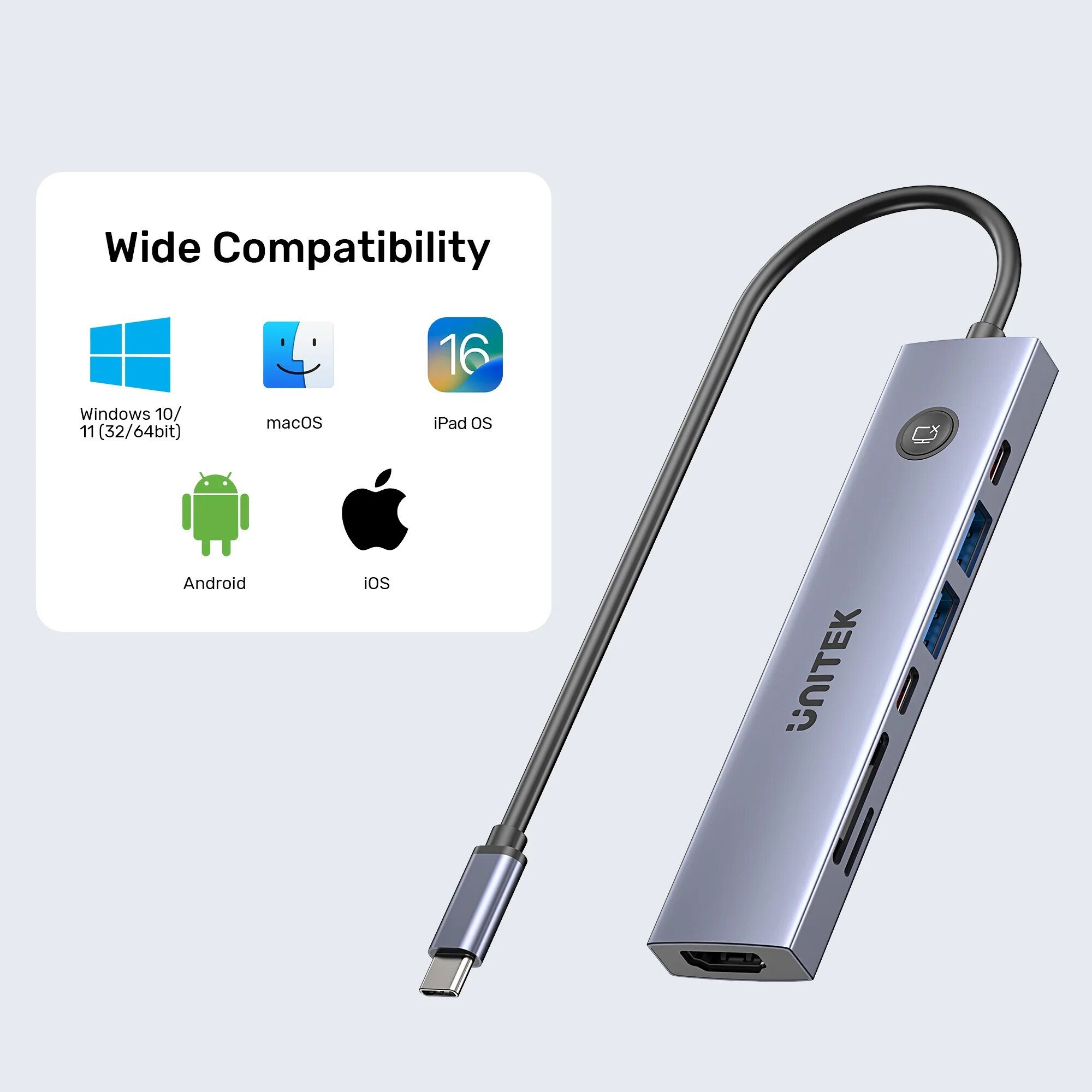 UNITEK UHUB S7 PRO 7 IN 1 5GBPS USB-C HUB (H1124AGY01)