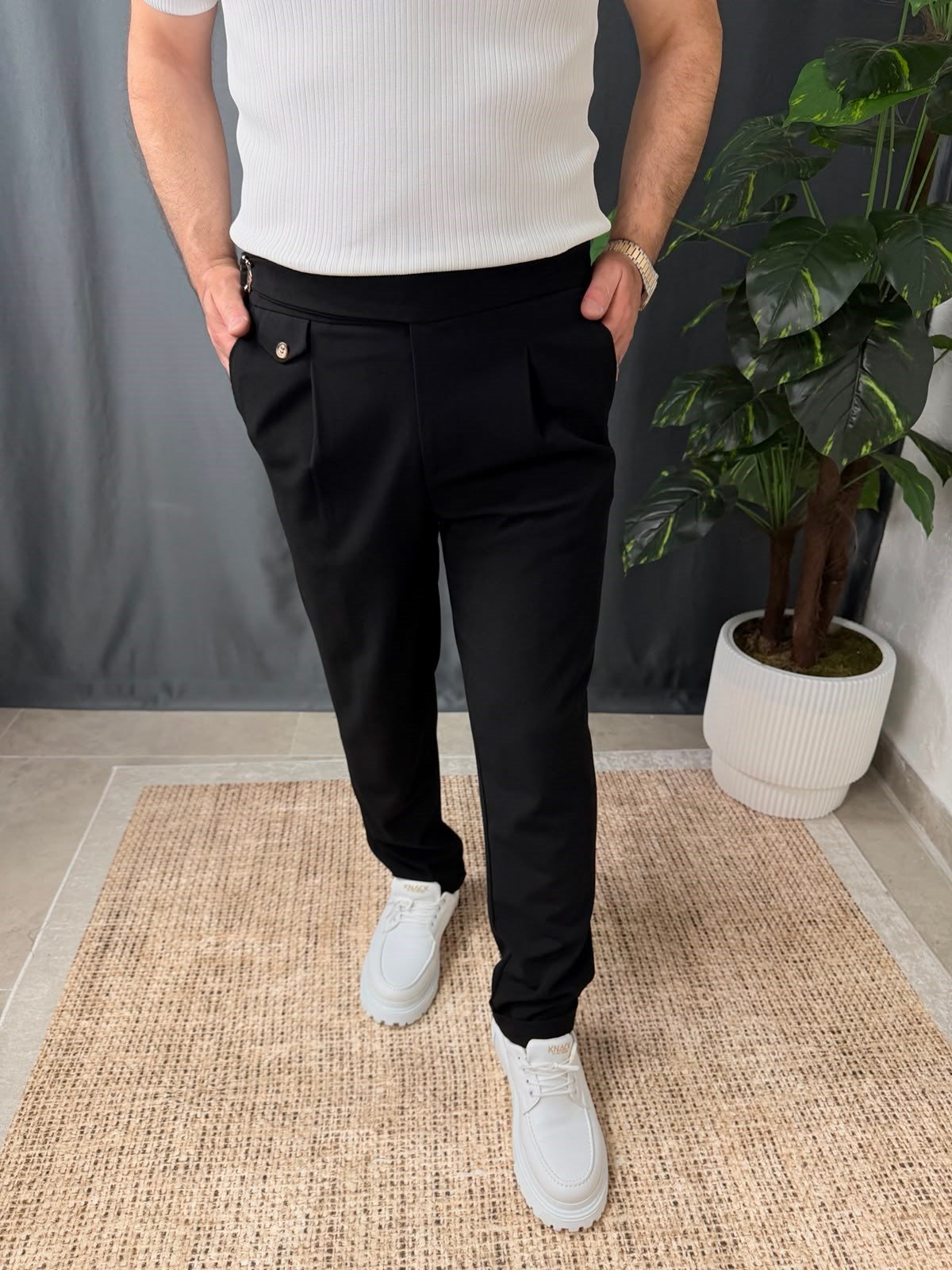 BELİ KEMERLİ DUBLE PAÇA PANTOLON