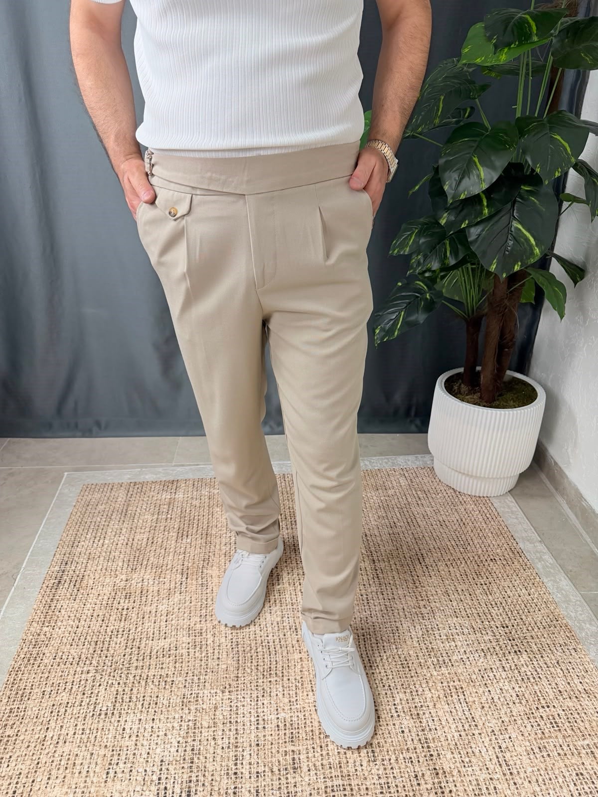 BELİ KEMERLİ DUBLE PAÇA PANTOLON