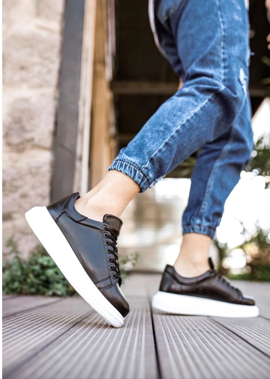CHEKİCH ERKEK BAĞCIKLI SNEAKER AYAKKABI (SİYAH)