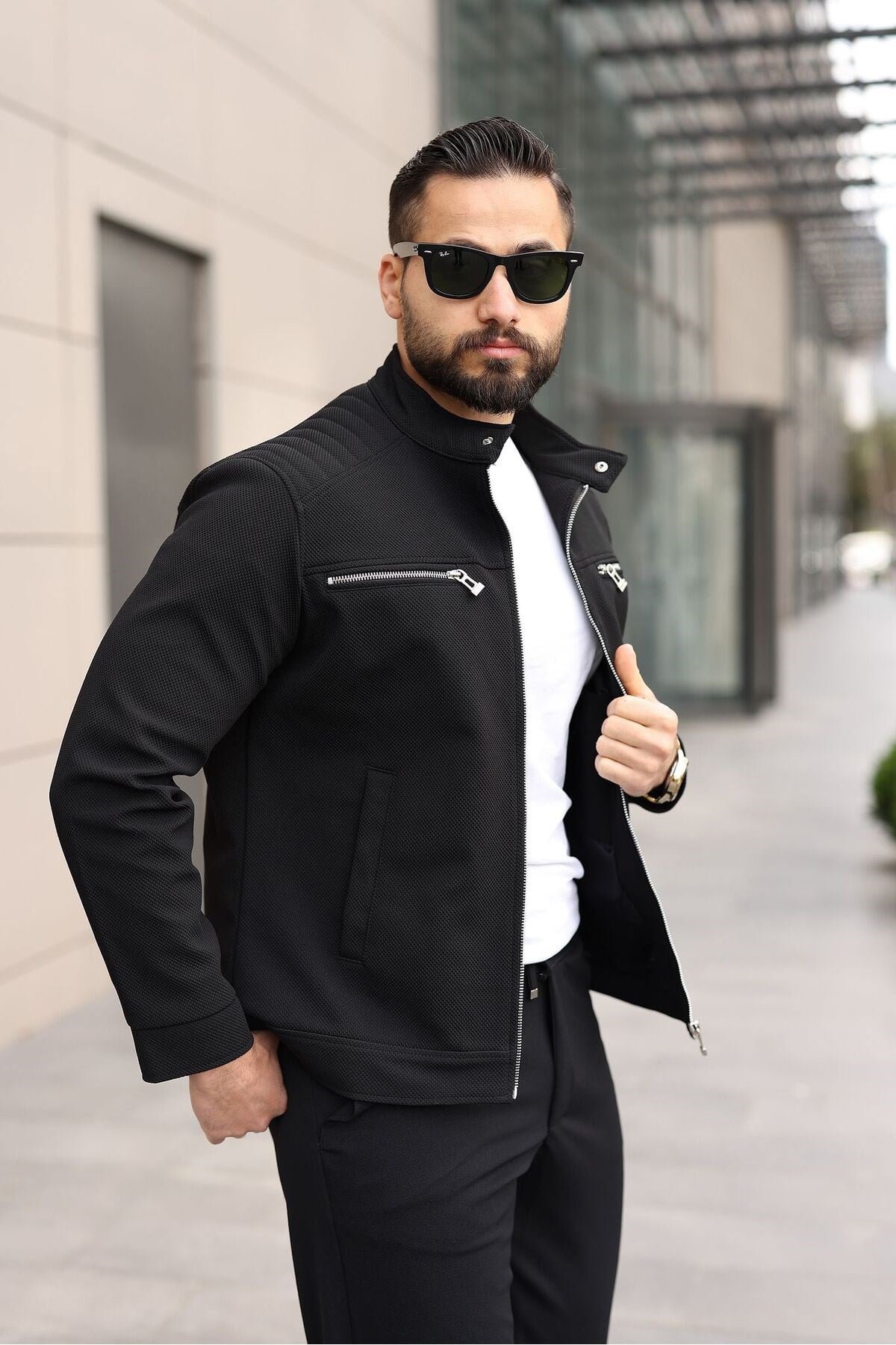 FERMUAR DETAYLI GOFRE CEKET