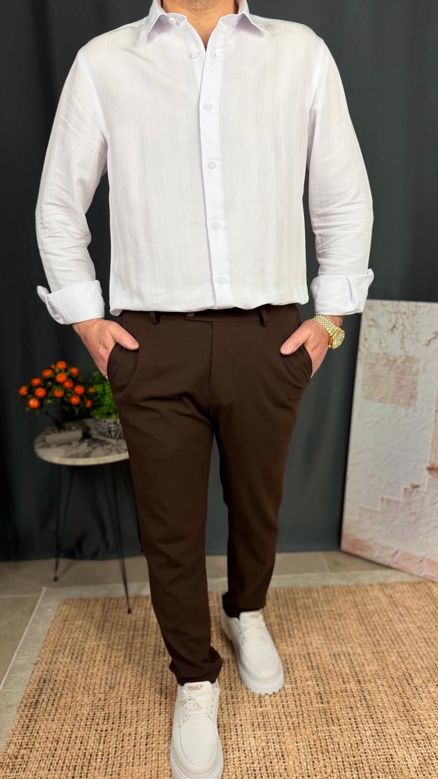 KENDİNDEN ÇİZGİLİ GÖMLEK
