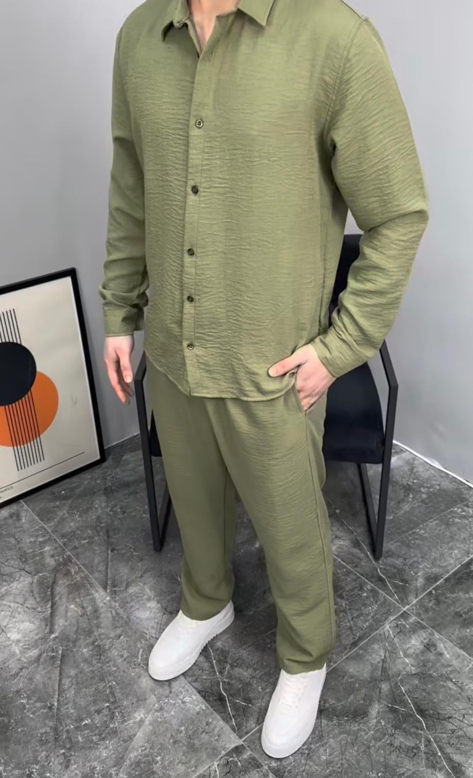 KETEN GÖMLEK , JOGGER TAKIM (YEŞİL)