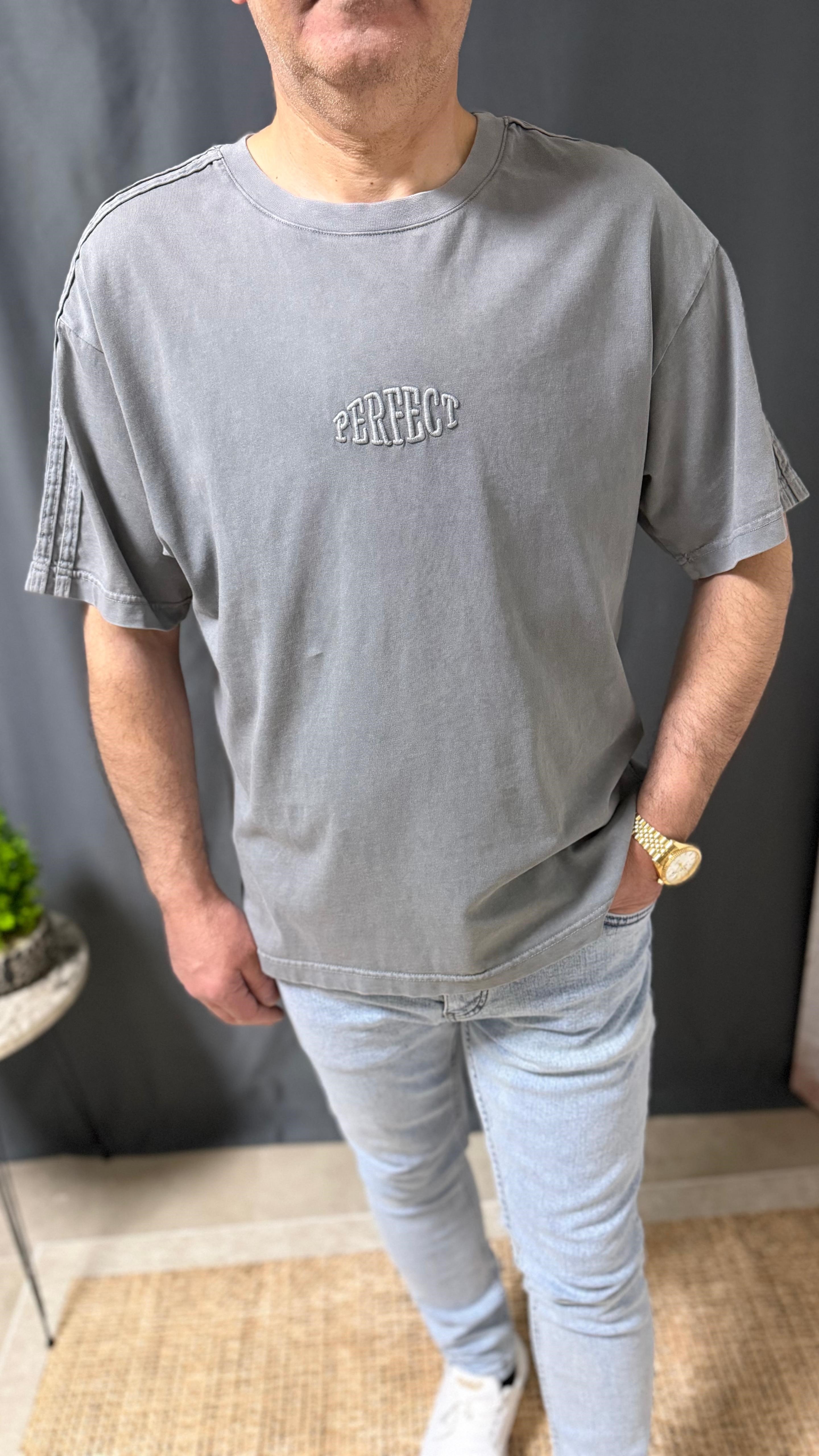 PERFECT YAZILI YIKAMALI TİŞÖRT