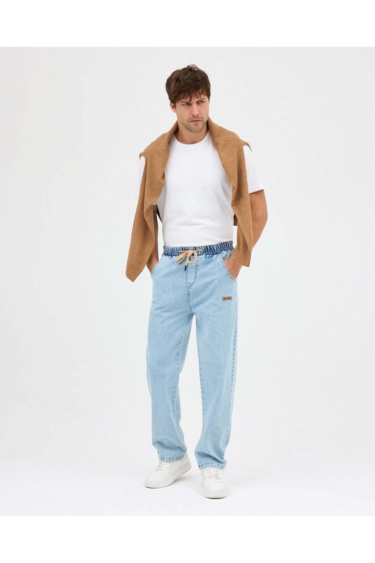 SALAŞ BAGGY JEAN PANTOLON (BUZ MAVİSİ)