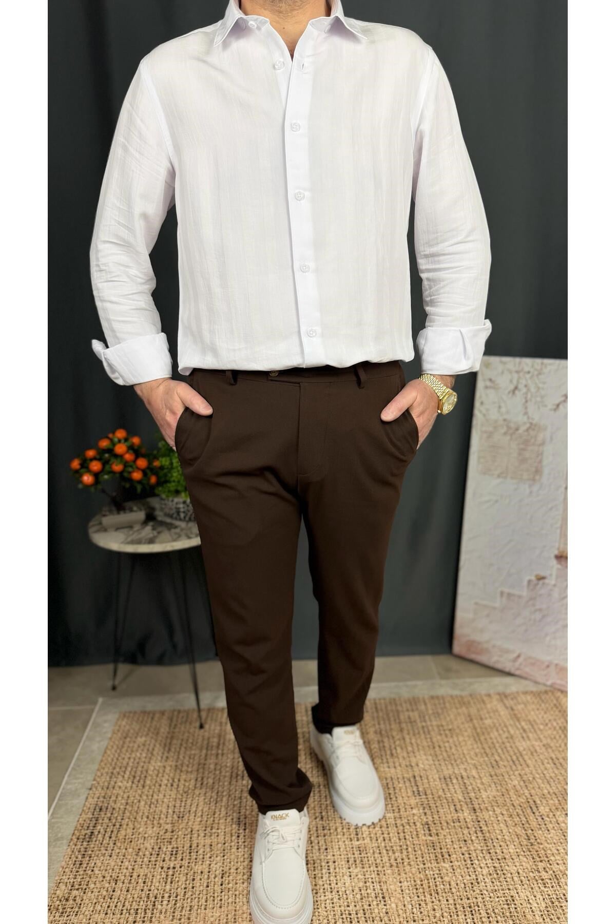 SLİM FİT , KLASİK , LİKRALI KUMAŞ PANTOLON