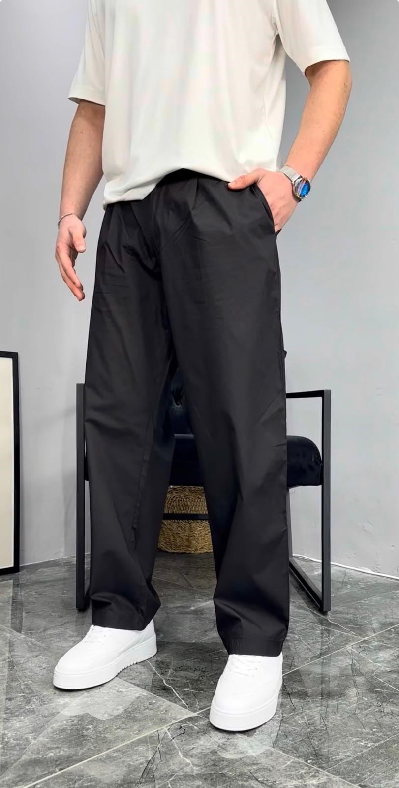 SUMMER PİLELİ BAGGY PANTOLON (SİYAH)