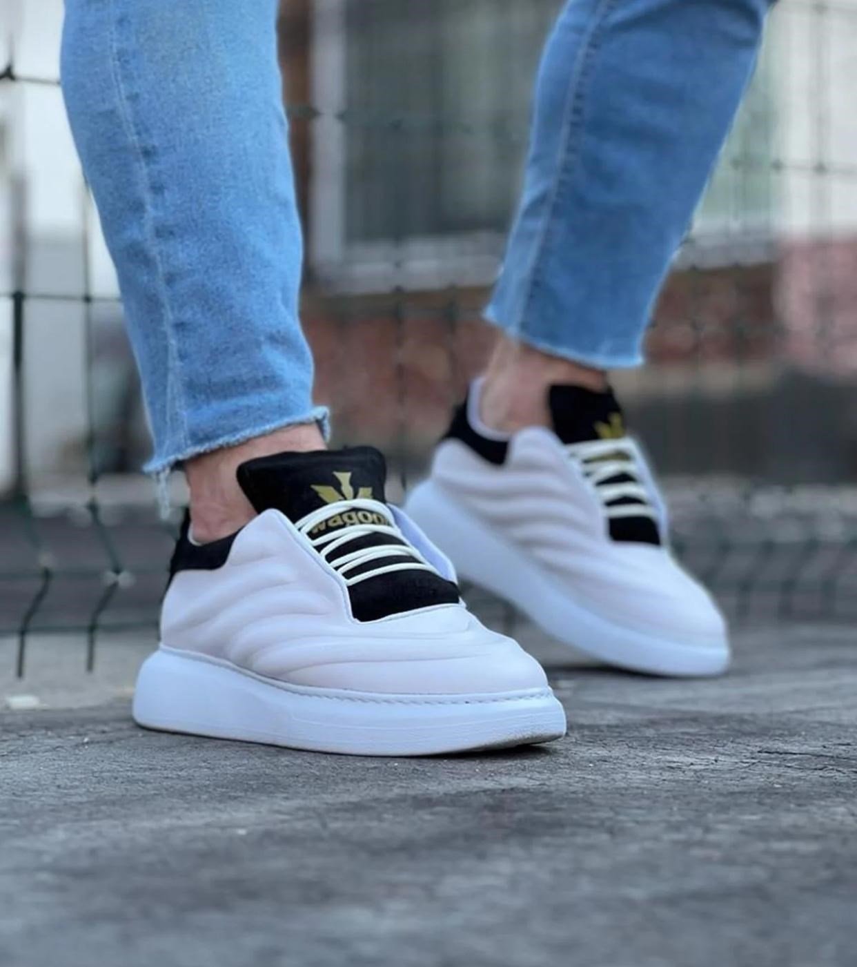 WAGOON WG094 ERKEK CASUAL GÜNLÜK AYAKKABI  (BEYAZ - SİYAH)