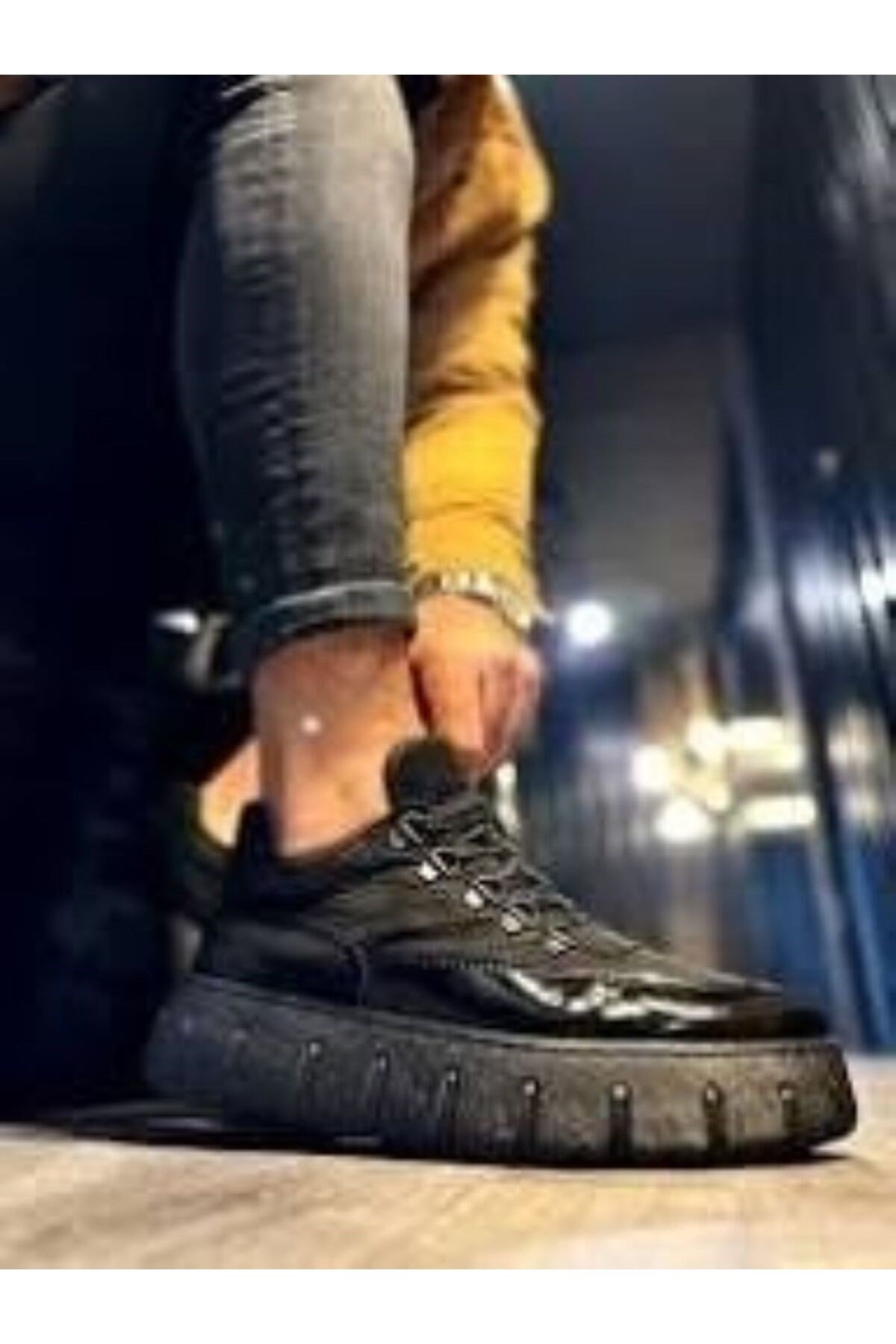 YÜKSEK TABANLI , BAĞCIKLI, ERKEK SNEAKER AYAKKABI