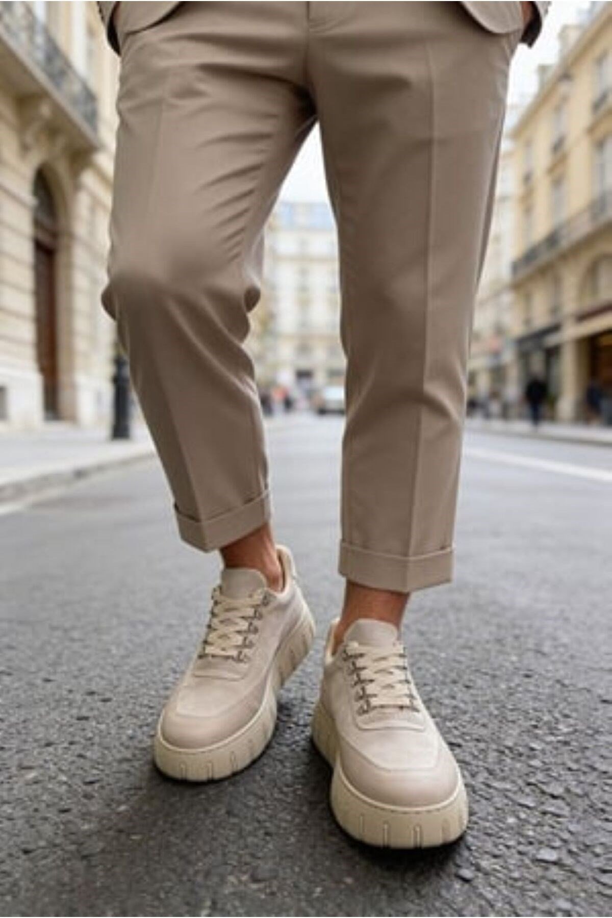 YÜKSEK TABANLI , BAĞCIKLI, ERKEK SNEAKER AYAKKABI