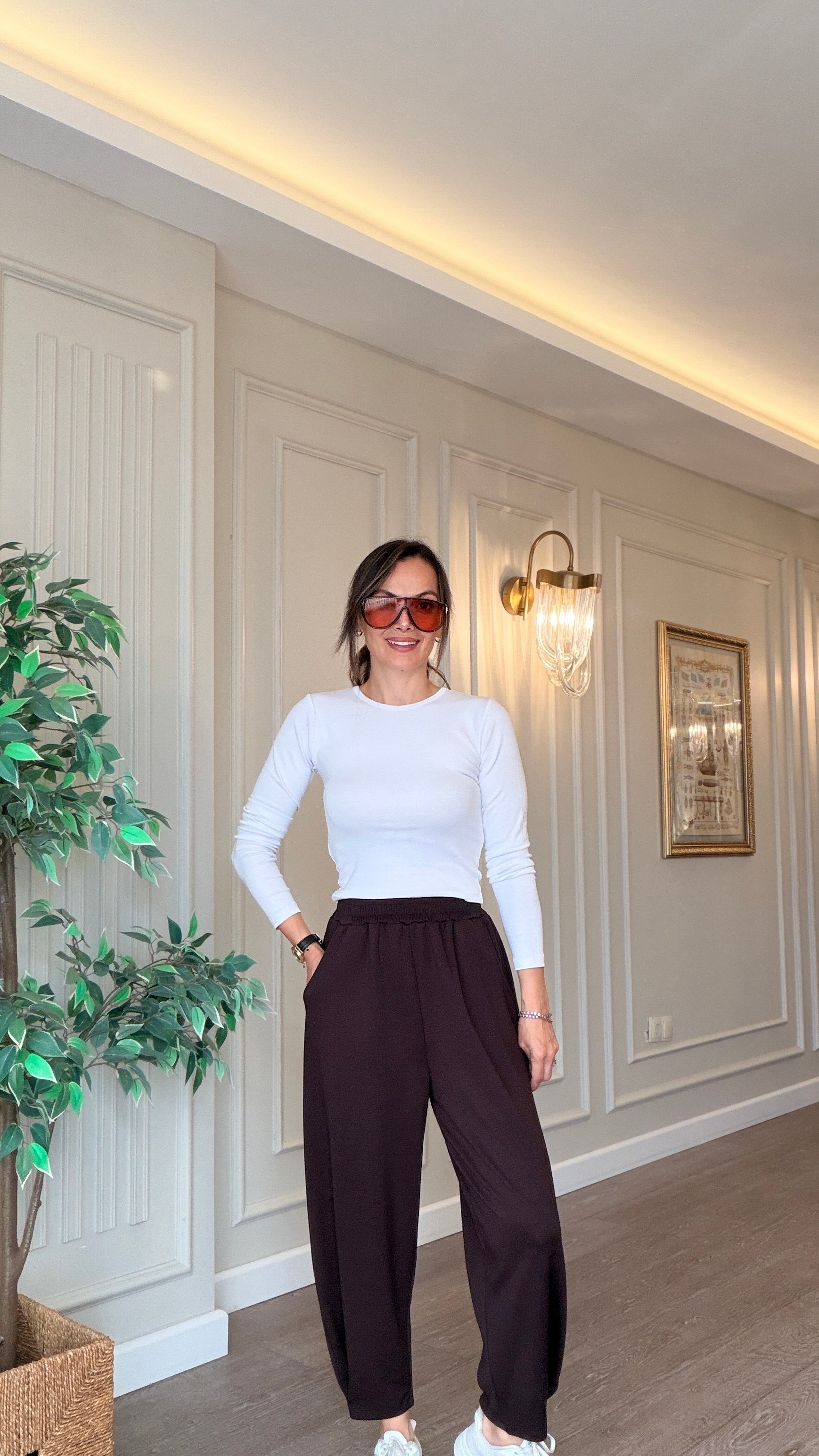 Paça Pens Detaylı Şalvar Modal Pantolon