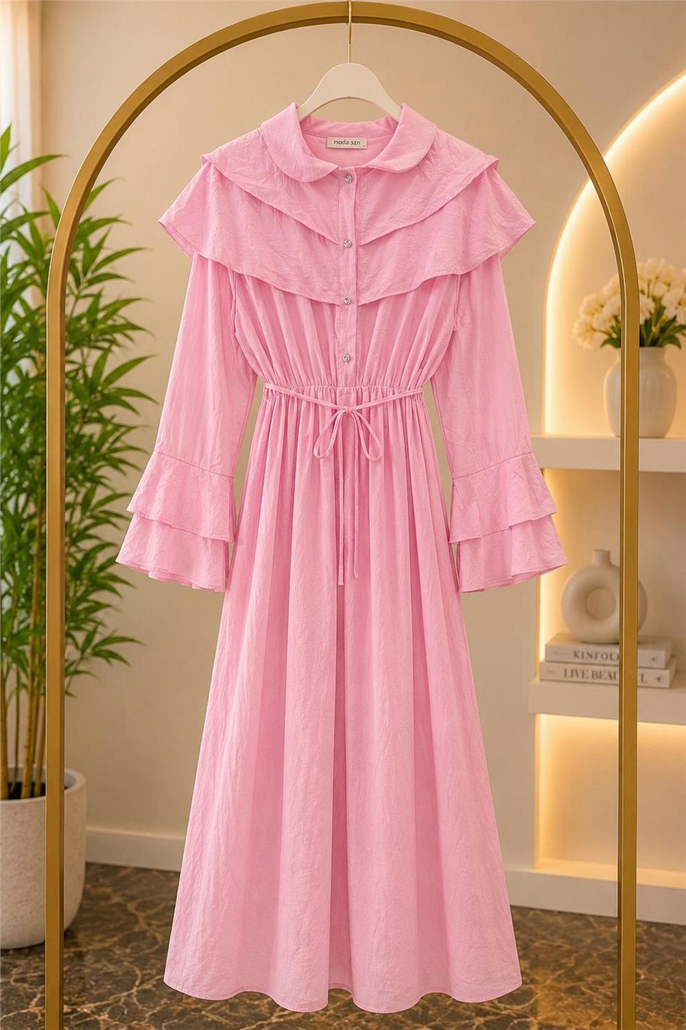 Katkat Elbise Kumaş Lilium-Pembe