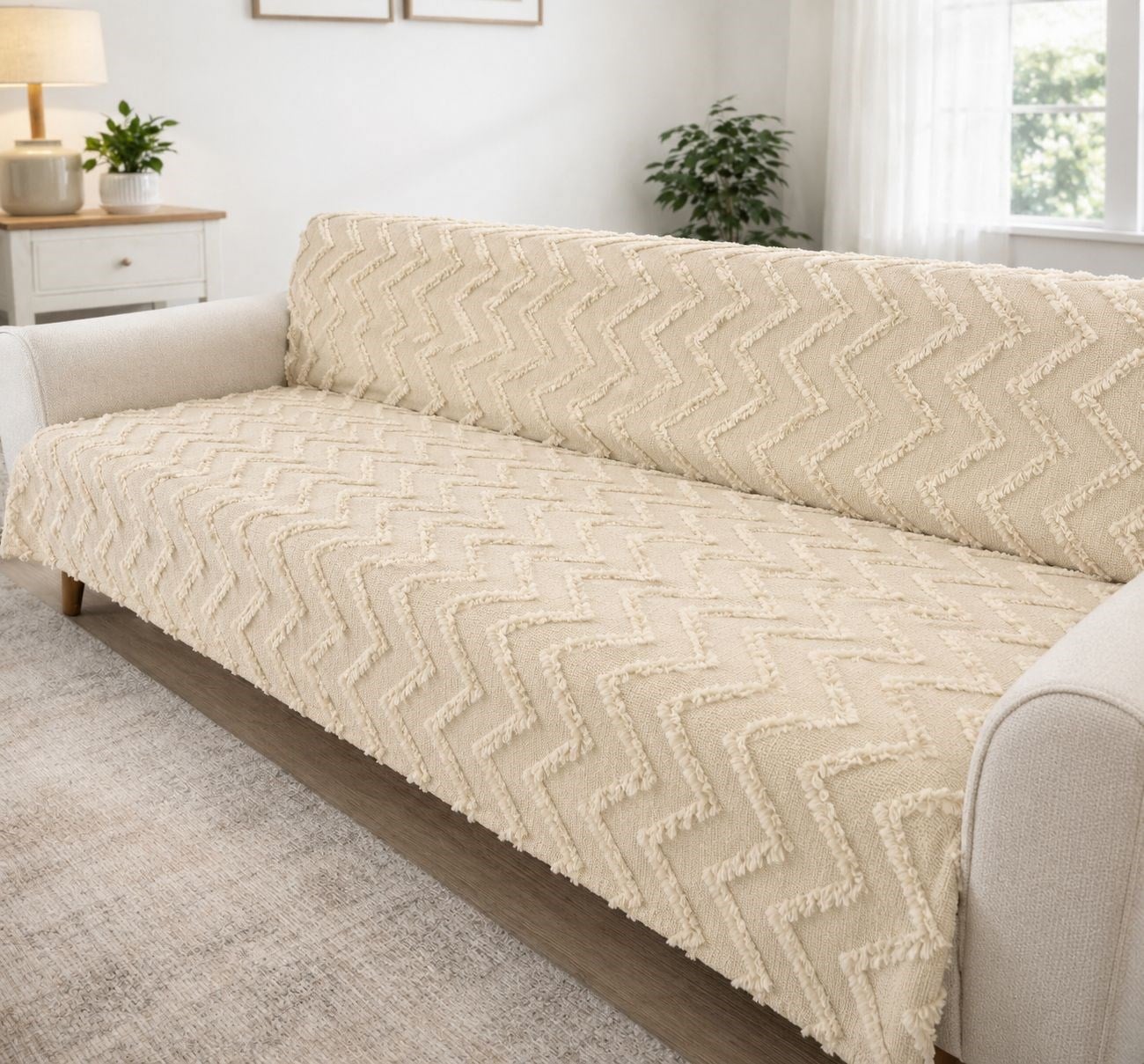 Kaymaz Jakar Sakallı Koltuk Örtüsü 170*210 Cm-Bej