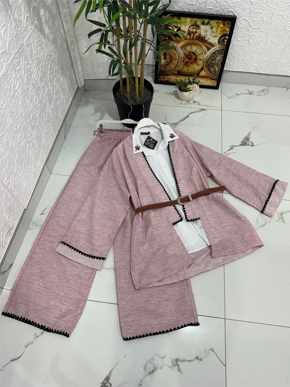 Kod 001 Keten Takım-Pembe
