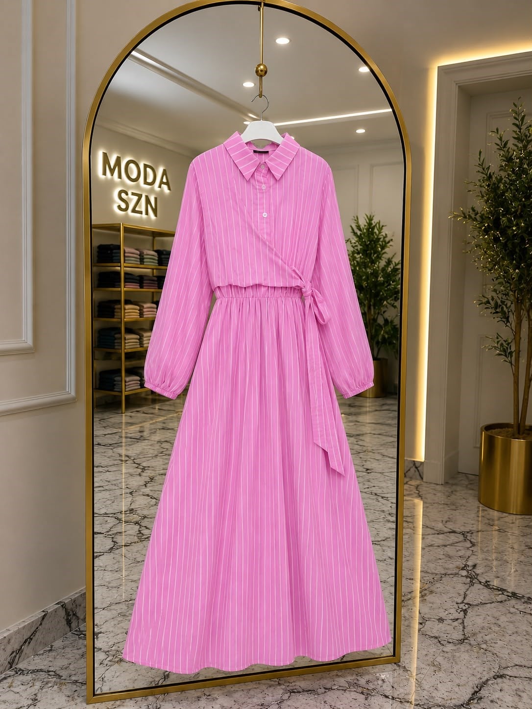 Modal Elbise-Pembe