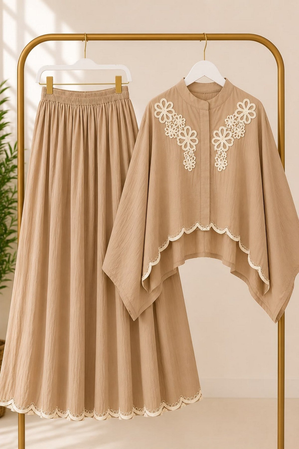 Muslin Kumaş Takım-Camel