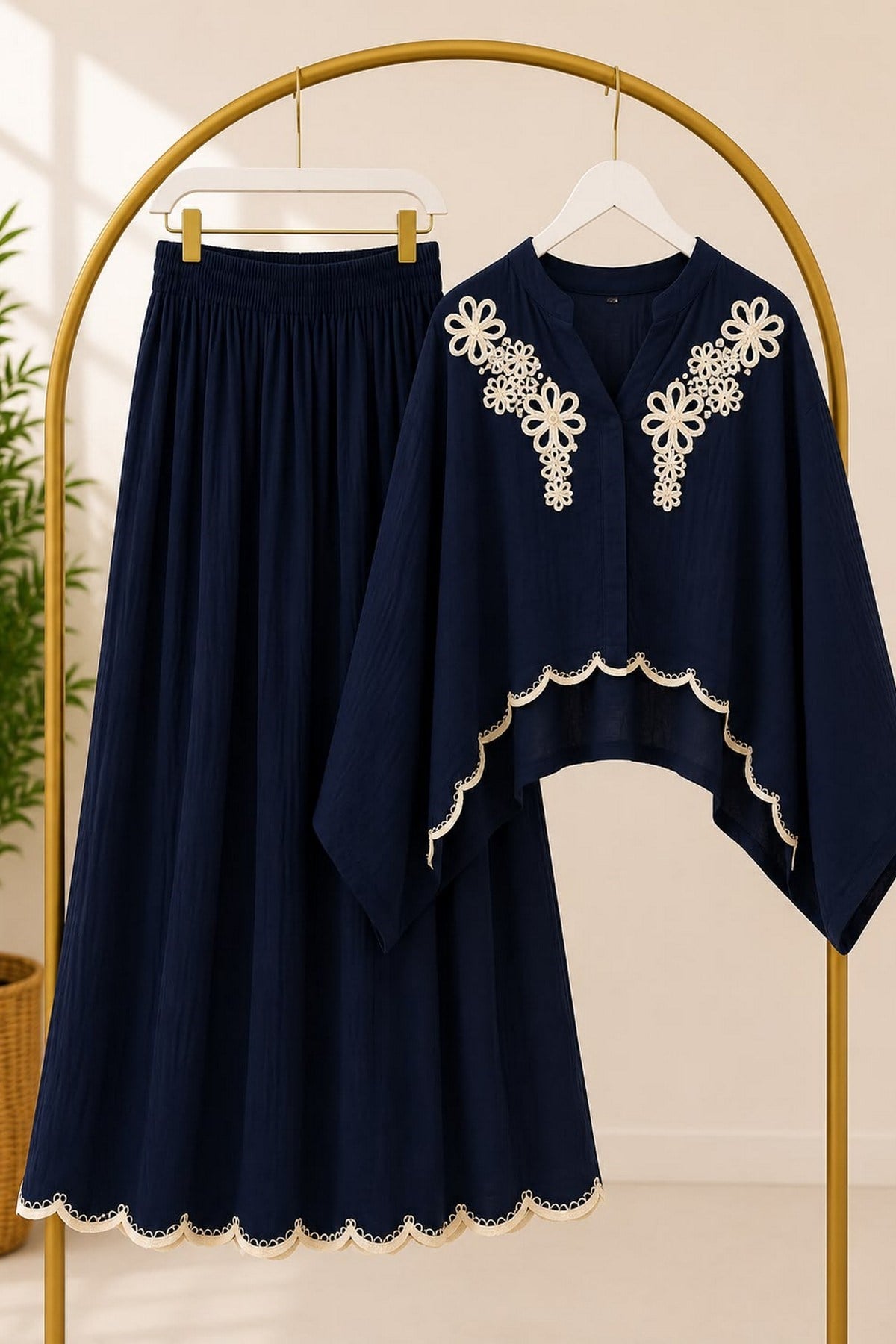 Muslin Kumaş Takım-Lacivert