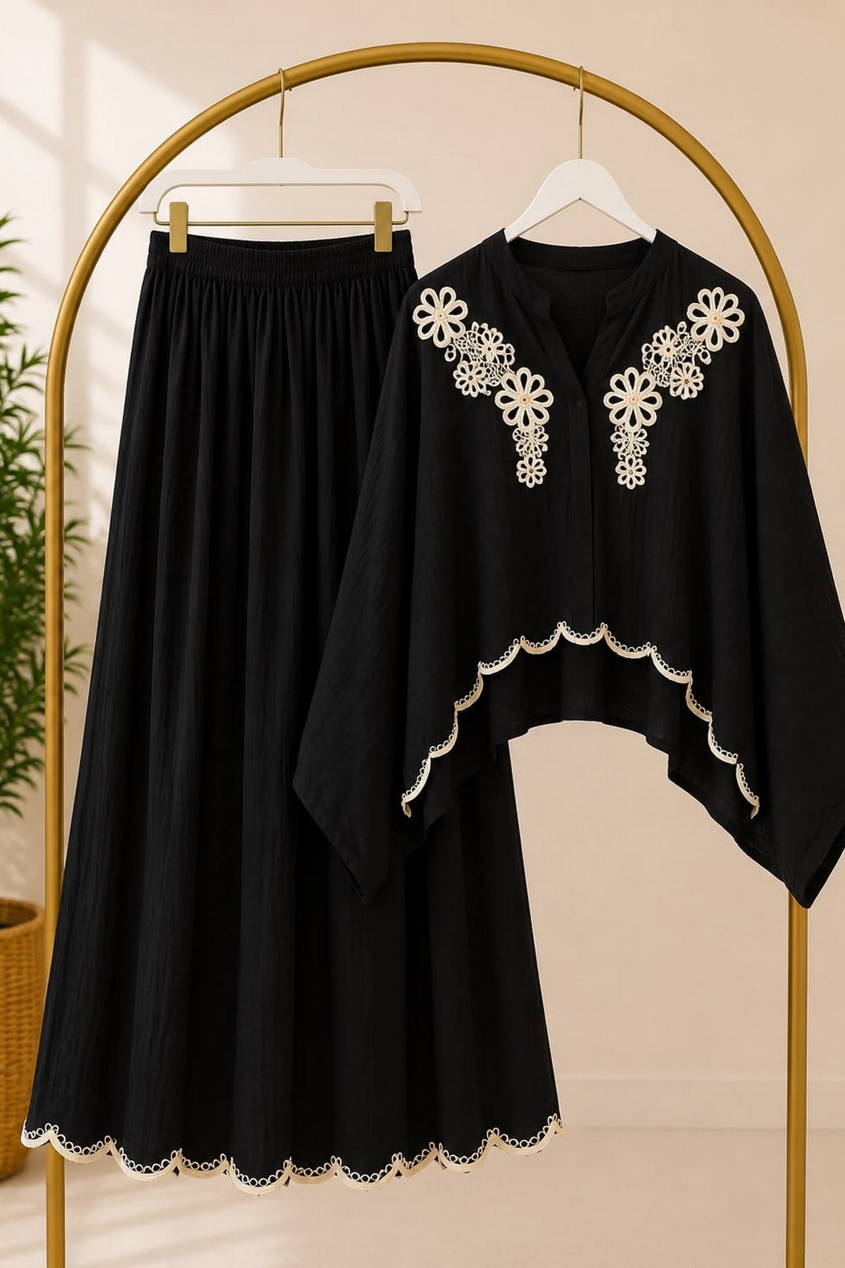 Muslin Kumaş Takım-Siyah