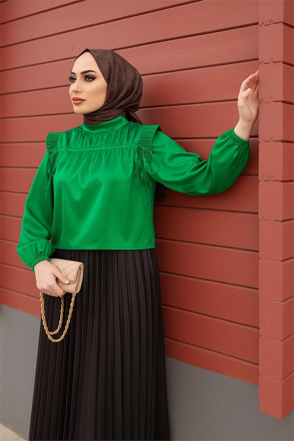 Saten Gömlek-Yeşil