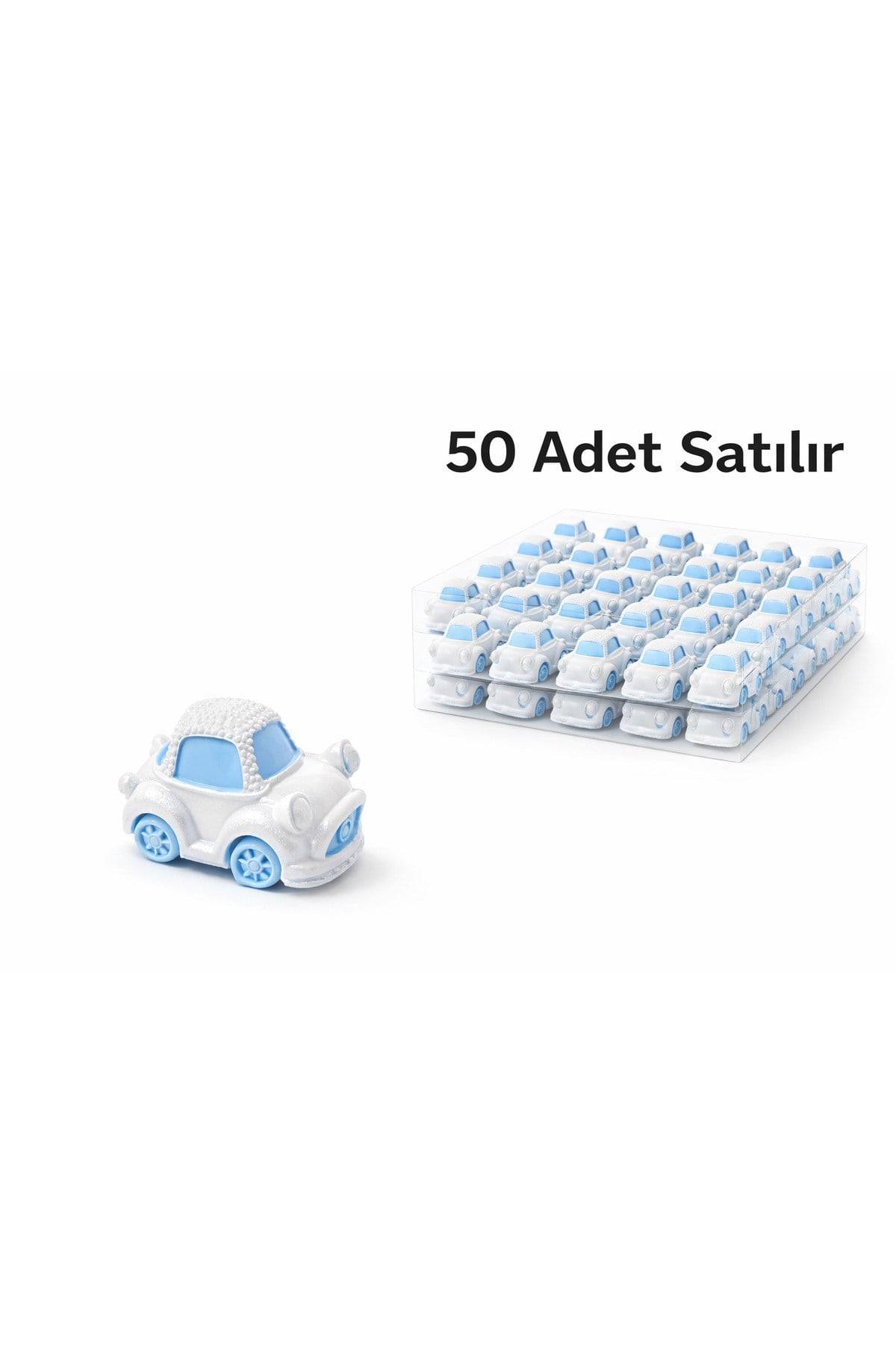 50 Adet Mini Araba Figürü Mavi – Erkek Bebek Hediyelik, Nikah Şekeri, Baby Shower Süsü