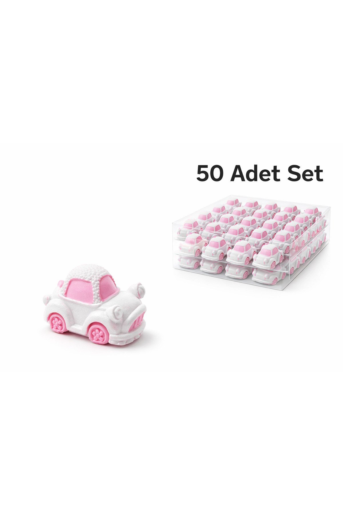 50 Adet Mini Araba Figürü Pembe Kız Bebek Hediyelik Nikah Şekeri Süs
